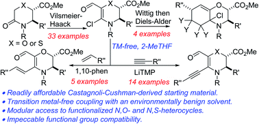 Graphical abstract: Modular synthesis and transition metal-free alkynylation/alkenylation of Castagnoli–Cushman-derived N,O- and N,S-heterocyclic vinyl chlorides