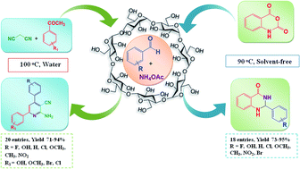 Graphical abstract: β-Cyclodextrin: a supramolecular catalyst for metal-free approach towards the synthesis of 2-amino-4,6-diphenylnicotinonitriles and 2,3-dihydroquinazolin-4(1H)-one