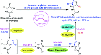 Graphical abstract: A step-economic and one-pot access to chiral Cα-tetrasubstituted α-amino acid derivatives via a bicyclic imidazole-catalyzed direct enantioselective C-acylation