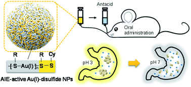 Graphical abstract: pH-Responsive Au(i)-disulfide nanoparticles with tunable aggregation-induced emission for monitoring intragastric acidity