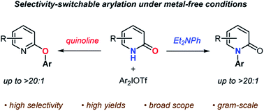 Graphical abstract: N- and O-arylation of pyridin-2-ones with diaryliodonium salts: base-dependent orthogonal selectivity under metal-free conditions