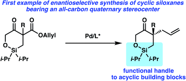 Graphical abstract: Enantioselective synthesis of highly oxygenated acyclic quaternary center-containing building blocks via palladium-catalyzed decarboxylative allylic alkylation of cyclic siloxyketones