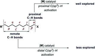 Graphical abstract: Diverse strategies for transition metal catalyzed distal C(sp3)–H functionalizations
