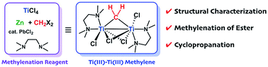 Graphical abstract: Structural elucidation of a methylenation reagent of esters: synthesis and reactivity of a dinuclear titanium(iii) methylene complex