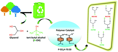 Graphical abstract: Exploring the acidity of a functionalized mesoporous polymer catalyst (P-SO3H) for glycerol tert-butyl ether synthesis