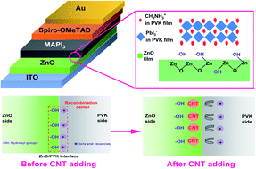 Graphical abstract: Surface treatment of ZnO films with carbon nanotubes for efficient and stable perovskite solar cells