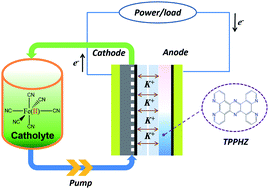 Graphical abstract: An organic-based aqueous hybrid flow battery with high power and long cycle life: a tetrapyridophenazine/ferrocyanide system