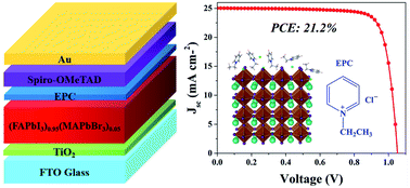 Graphical abstract: Efficient perovskite solar cells via surface passivation by a multifunctional small organic ionic compound