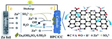 Graphical abstract: A N, O co-doped hierarchical carbon cathode for high-performance Zn-ion hybrid supercapacitors with enhanced pseudocapacitance
