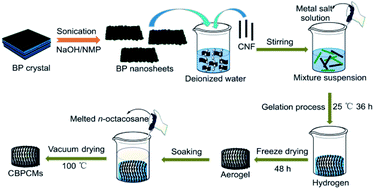 Graphical abstract: Flame-retardant and form-stable phase change composites based on black phosphorus nanosheets/cellulose nanofiber aerogels with extremely high energy storage density and superior solar-thermal conversion efficiency