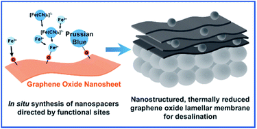 Graphical abstract: A thermally reduced graphene oxide membrane interlayered with an in situ synthesized nanospacer for water desalination