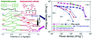 Graphical abstract: High-performance all-organic aqueous batteries based on a poly(imide) anode and poly(catechol) cathode