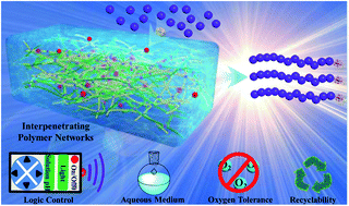 Graphical abstract: Eosin Y functionalized tertiary amine-bearing interpenetrating polymer networks for heterogeneous catalysis of logic-controlled oxygen-tolerant radical polymerization