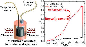 Graphical abstract: Facile microwave-assisted hydrothermal synthesis of SnSe: impurity removal and enhanced thermoelectric properties
