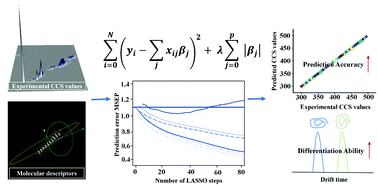 Graphical abstract: Least absolute shrinkage and selection operator-based prediction of collision cross section values for ion mobility mass spectrometric analysis of lipids