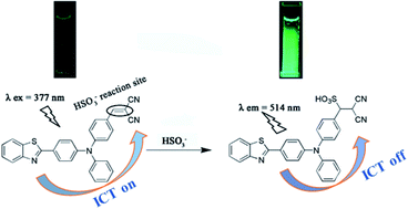 Graphical abstract: A novel fluorescent probe based on a triphenylamine derivative for the detection of HSO3− with high sensitivity and selectivity