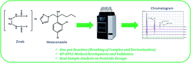 Graphical abstract: A simple derivatization RP-HPLC method for the simultaneous determination of zineb and hexaconazole in pesticide formulation using a PDA detector