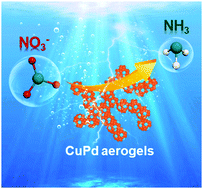 Graphical abstract: Cooperativity of Cu and Pd active sites in CuPd aerogels enhances nitrate electroreduction to ammonia