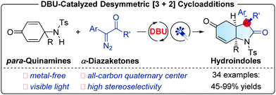 Graphical abstract: Synthesis of hydroindoles via desymmetric [3+2] cycloadditions of para-quinamines with photogenerated ketenes