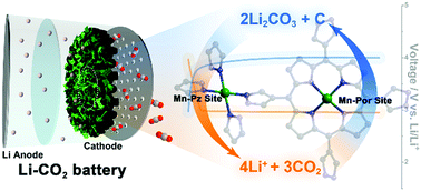 Graphical abstract: A well-defined dual Mn-site based metal–organic framework to promote CO2 reduction/evolution in Li–CO2 batteries