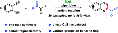Graphical abstract: Copper(i)-catalyzed tandem synthesis of 2-acylquinolines from 2-ethynylanilines and glyoxals