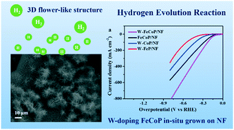 Graphical abstract: Flower-like tungsten-doped Fe–Co phosphides as efficient electrocatalysts for the hydrogen evolution reaction