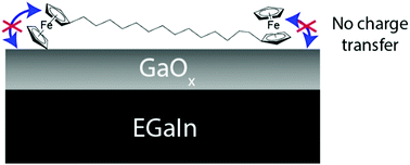 Graphical abstract: The energy level alignment of the ferrocene–EGaIn interface studied with photoelectron spectroscopy