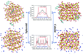 Graphical abstract: The influence of silica nanoparticle geometry on the interfacial interactions of organic molecules: a molecular dynamics study