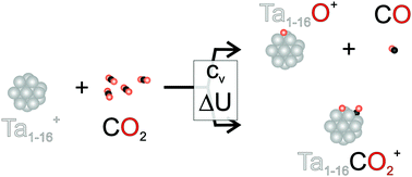 Graphical abstract: CO2-Activation by size-selected tantalum cluster cations (Ta1–16+): thermalization governing reaction selectivity