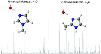 Graphical abstract: Microwave spectra, molecular geometries, and internal rotation of CH3 in N-methylimidazole⋯H2O and 2-methylimidazole⋯H2O Complexes