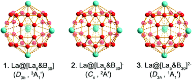 Graphical abstract: La@[La5&B30]0/−/2−: endohedral trihedral metallo-borospherenes with spherical aromaticity