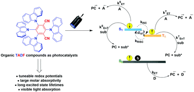 Graphical abstract: Organic thermally activated delayed fluorescence (TADF) compounds used in photocatalysis