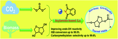 Graphical abstract: Acylamido-based anion-functionalized ionic liquids for efficient synthesis of poly(isosorbide carbonate)