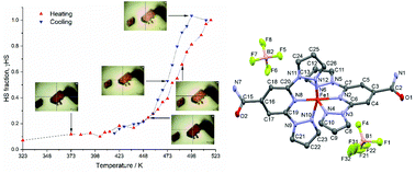 Graphical abstract: Exceptionally high temperature spin crossover in amide-functionalised 2,6-bis(pyrazol-1-yl)pyridine iron(ii) complex revealed by variable temperature Raman spectroscopy and single crystal X-ray diffraction
