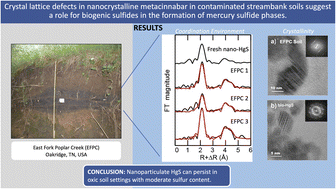 Graphical abstract: Crystal lattice defects in nanocrystalline metacinnabar in contaminated streambank soils suggest a role for biogenic sulfides in the formation of mercury sulfide phases
