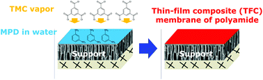 Graphical abstract: Vapor phase interfacial polymerization: a method to synthesize thin film composite membranes without using organic solvents