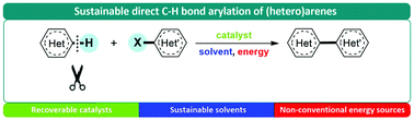 Graphical abstract: Sustainable protocols for direct C–H bond arylation of (hetero)arenes