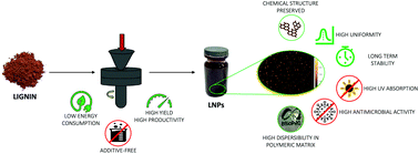 Graphical abstract: Ultra-refining for the production of long-term highly pH-stable lignin nanoparticles in high yield with high uniformity