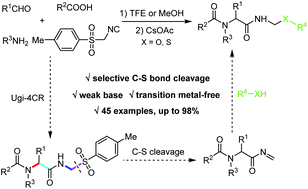 Graphical abstract: Transition metal-free selective C–S bond cleavage of Ugi-adducts for rapid preparation of peptidomimetics