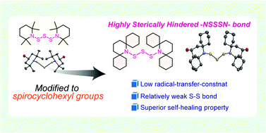 Graphical abstract: Effect of bulky 2,6-bis(spirocyclohexyl)-substituted piperidine rings in bis(hindered amino)trisulfide on thermal healability of polymethacrylate networks