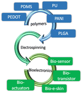 Graphical abstract: Functional electrospun polymeric materials for bioelectronic devices: a review