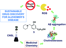 Graphical abstract: Discovery of sustainable drugs for Alzheimer's disease: cardanol-derived cholinesterase inhibitors with antioxidant and anti-amyloid properties