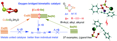 Graphical abstract: An oxygen-bridged bimetallic [Cu–O–Se] catalyst for Sonogashira cross-coupling