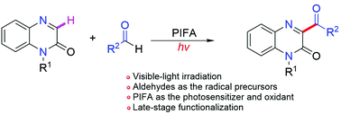 Graphical abstract: Visible-light-promoted/PIFA-mediated direct C–H acylation of quinoxalin-2(1H)-ones with aldehydes