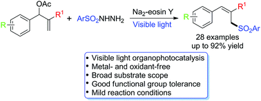 Graphical abstract: Visible-light-induced sulfonylation of Baylis–Hillman acetates under metal- and oxidant-free conditions