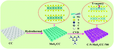 Graphical abstract: Partial sulfur vacancies created by carbon–nitrogen deposition of MoS2 for high-performance overall electrocatalytic water splitting