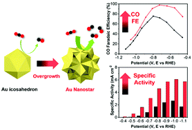 Graphical abstract: Surface overgrowth on gold nanoparticles modulating high-energy facets for efficient electrochemical CO2 reduction