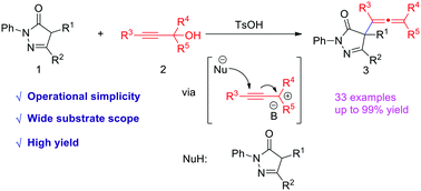 Graphical abstract: Acid-catalyzed allenylation of pyrazolones with propargyl alcohols