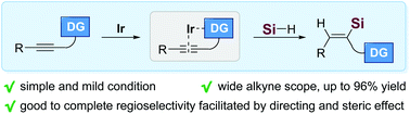 Graphical abstract: Iridium-catalyzed regioselective hydrosilylation of internal alkynes facilitated by directing and steric effects