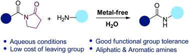 Graphical abstract: Metal-free transamidation of benzoylpyrrolidin-2-one and amines under aqueous conditions